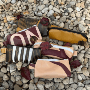 Trousse ronde en bâche recyclée