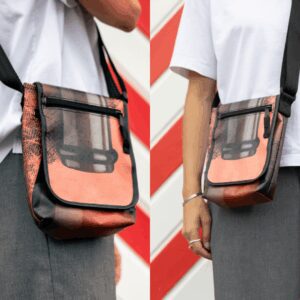 Sacoche Zip en bâche recyclée - Œil de Perdrix